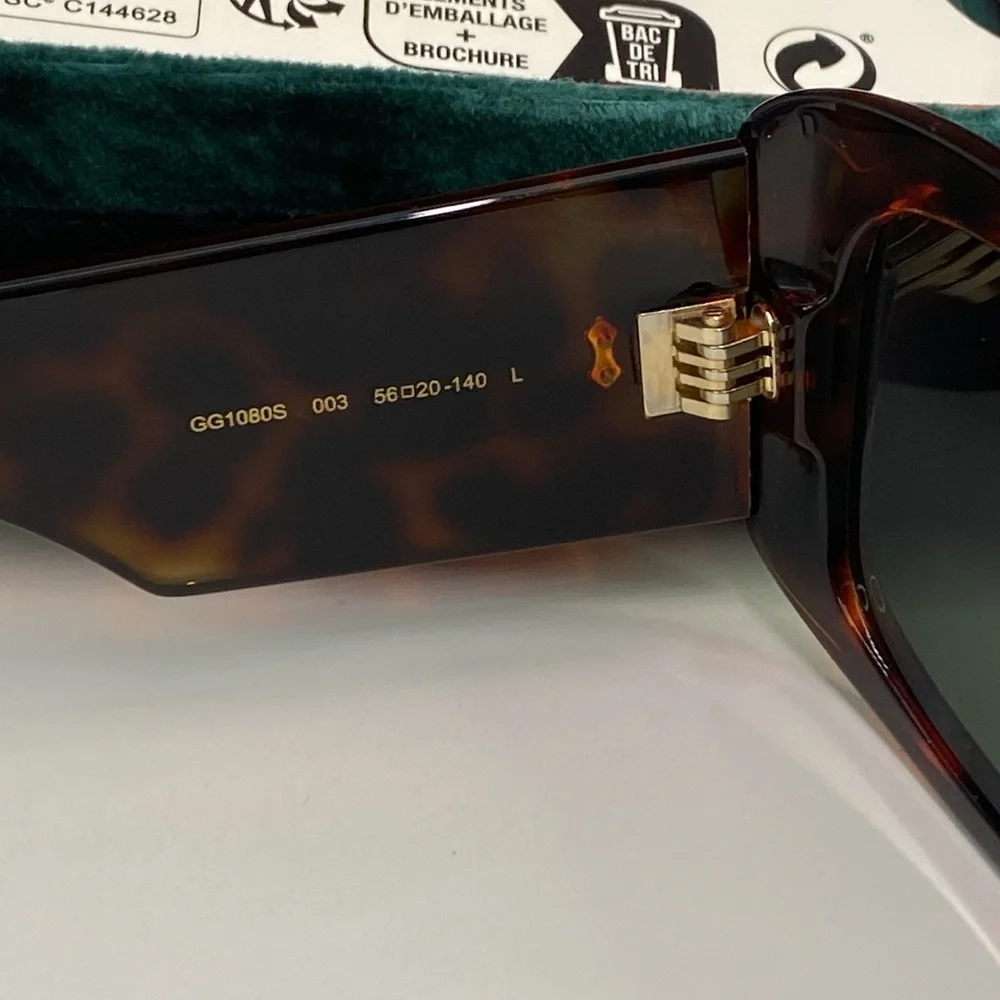 New Authentic Gucci GG1080S 003 Eyewear Rectangular Frame Sunglasses